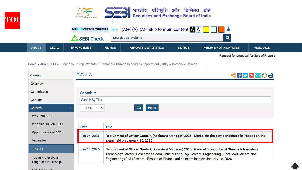 SEBI Grade A Result 2026: Scorecard released for Assistant Manager in General, IT, Legal and other streams; download here