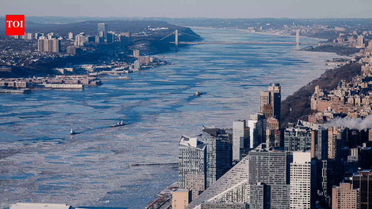 NASA satellite image captures frozen Hudson River through New York City