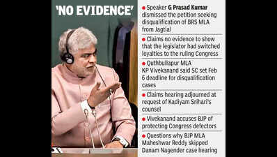 Speaker dismisses defection plea against Sanjay Kumar; 8 of 10 BRS MLAs cleared