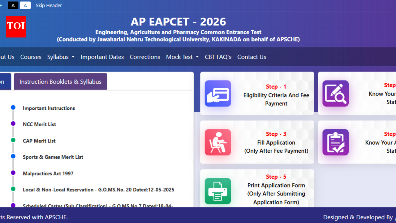 AP EAPCET 2026 registration begins at cets.apsche.ap.gov.in: Direct link to apply here