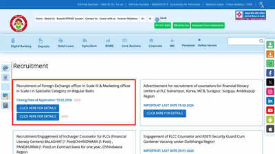 Central Bank of India Recruitment 2026 deadline extended to February 15 for CBI Officer posts; apply here