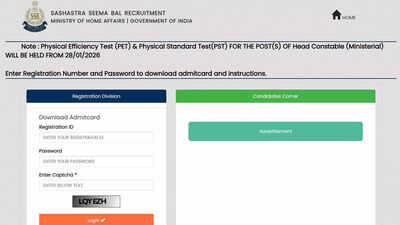 SSB HC Ministerial PET PST Admit Card 2026 released, check download link here