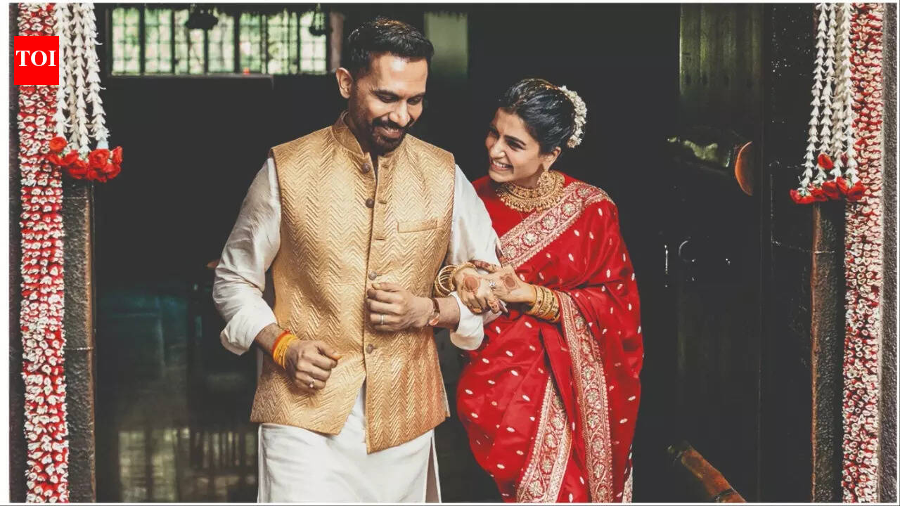 Wedding Times: Samantha’s quiet luxury wedding look; red bride & diamond sparkler