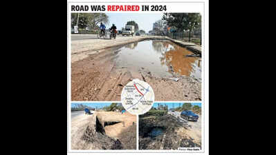 Dwarka Expressway link crumbles, Gurgaon commuters forced to dodge deep craters