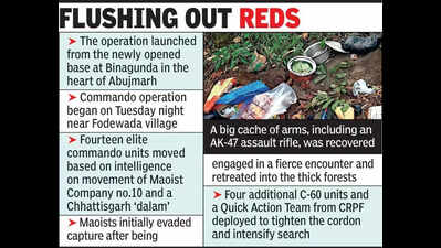 C-60 commando critical in 48hr gunfight in Abujmarh; one Maoist body found