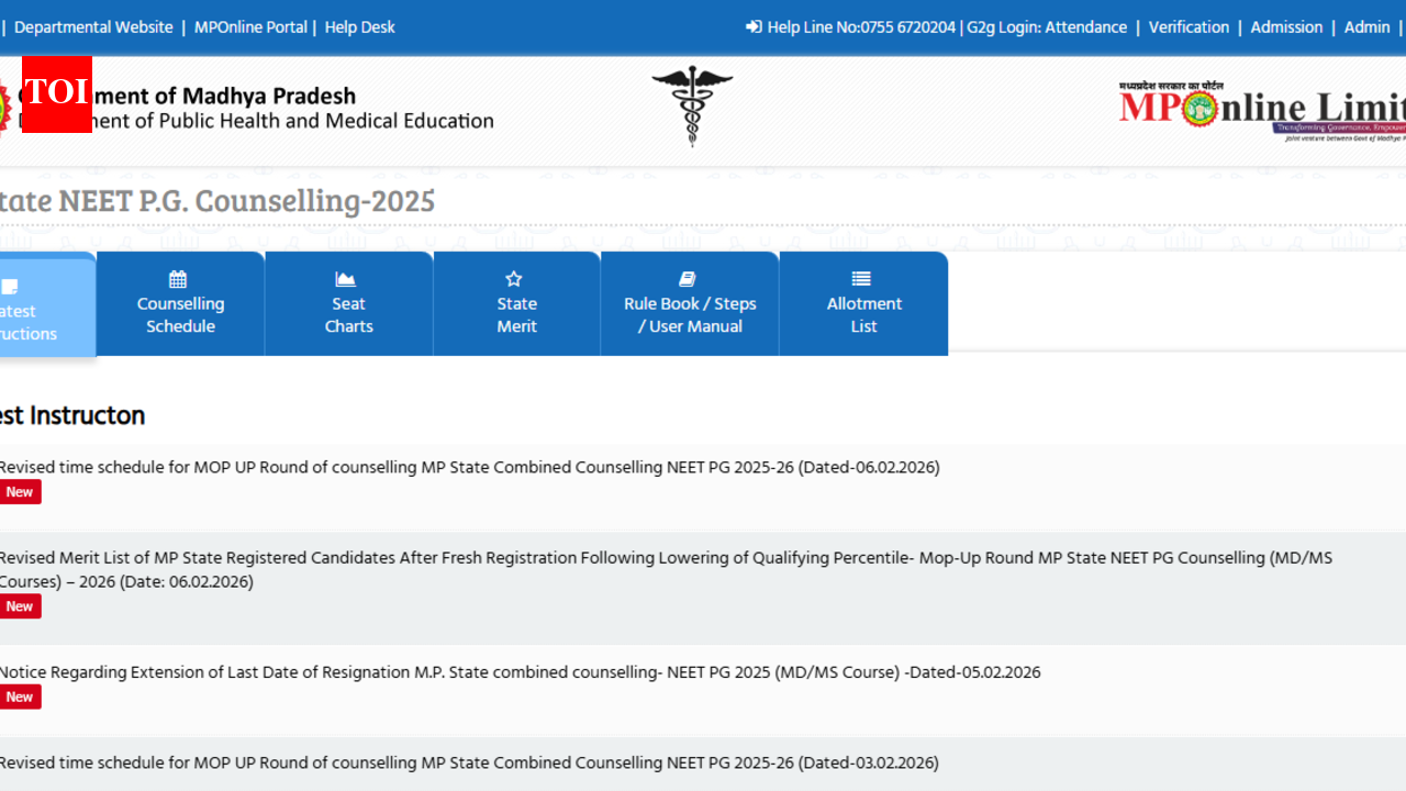 MP NEET PG counselling 2025 round 3 merit list released; 5,344 candidates qualify: Direct link to download here