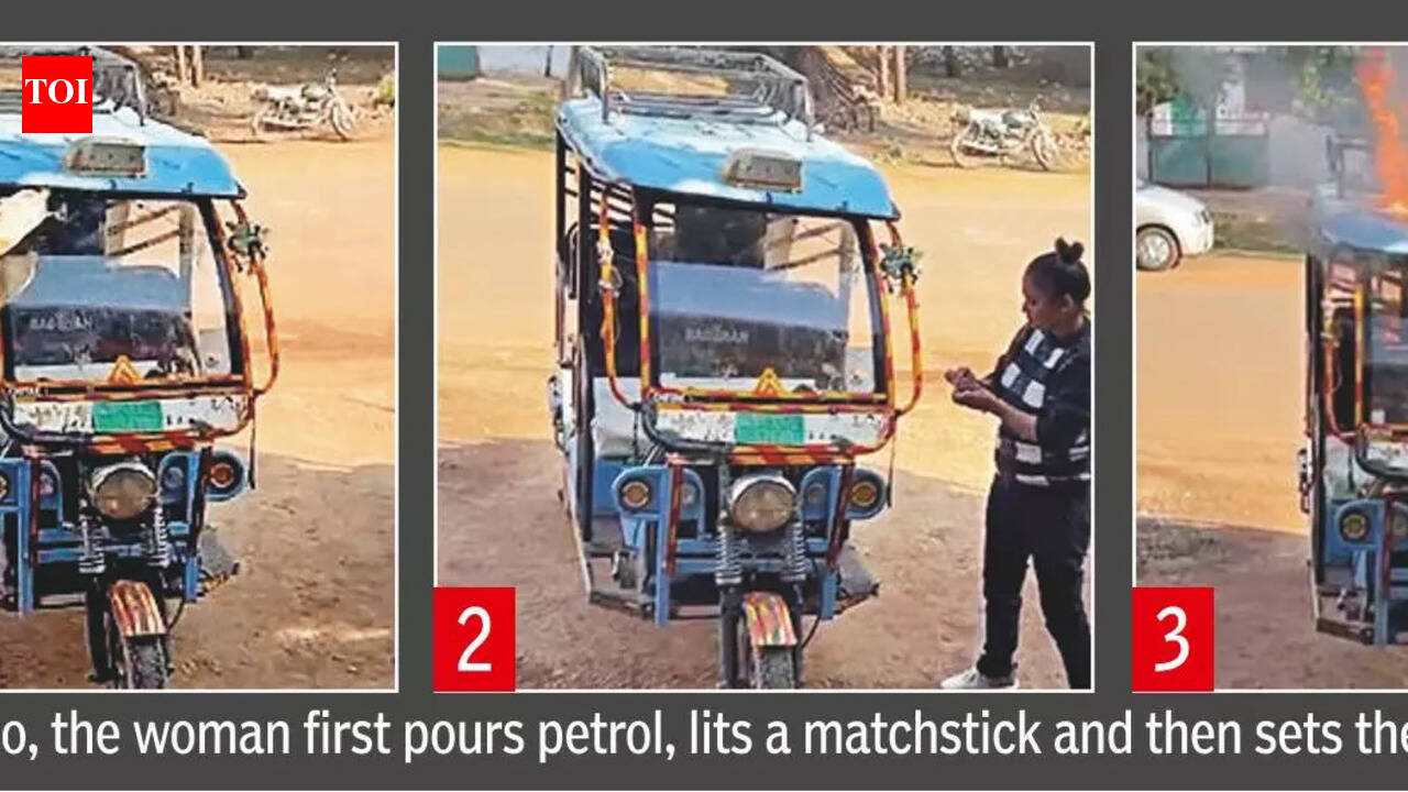 Frustrated over her 'faulty' e-rickshaw, woman sets it on fire