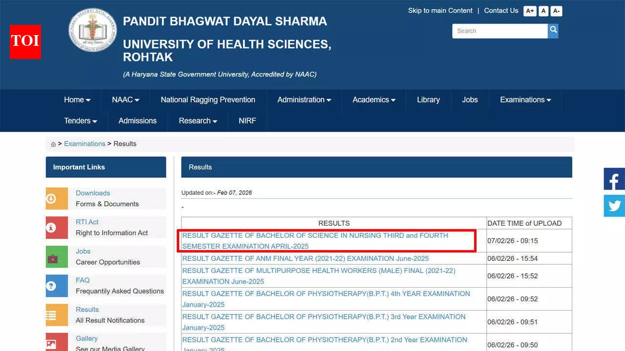 बीएससी नर्सिंग तीसरे सेमेस्टर परीक्षा 2025 के लिए यूएचएसआर परिणाम uhsr.ac.in पर घोषित; यहां डाउनलोड करें