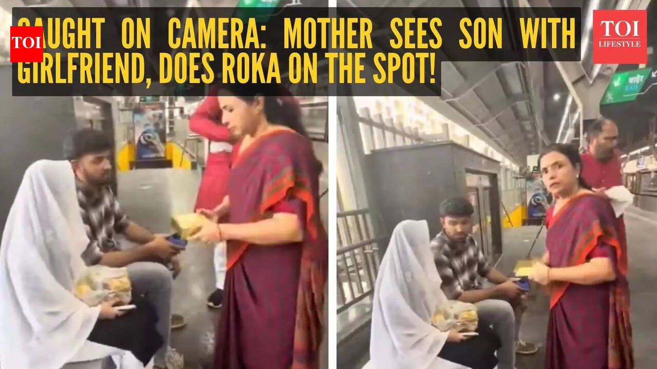 Caught on camera: Mother sees son with girlfriend, does roka on the spot!
