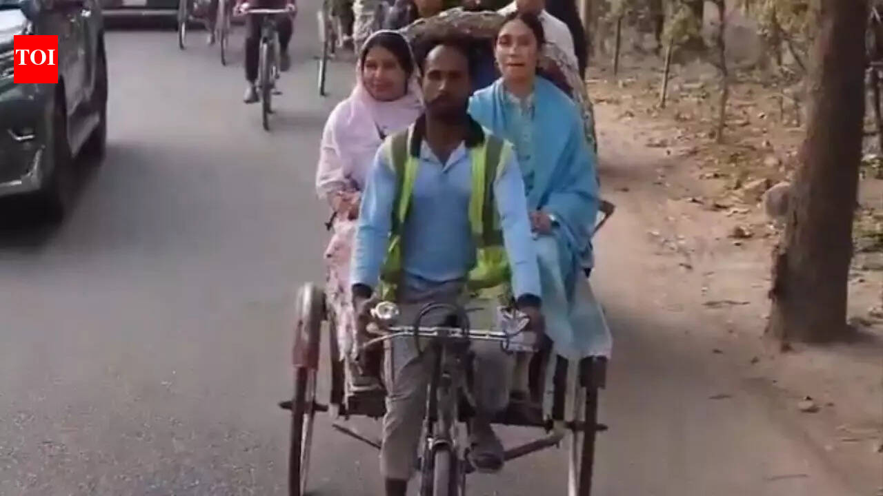 Watch: Tarique Rahman’s daughter campaigns by rickshaw in Bangladesh’s Dhaka ahead of Feb 12 polls