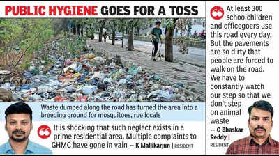 Posh Lanco Hills road in Hyderabad turns dumpyard as residents battle stench and filth