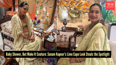 Sonam Kapoor’s baby shower photos drop, and her lime cape outfit is the fashion moment everyone’s saving