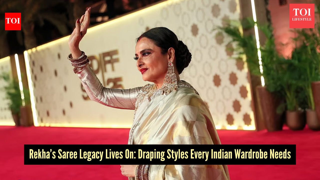 Gold Kanjeevarams to dramatic pallus: How to drape a saree like the evergreen Rekha