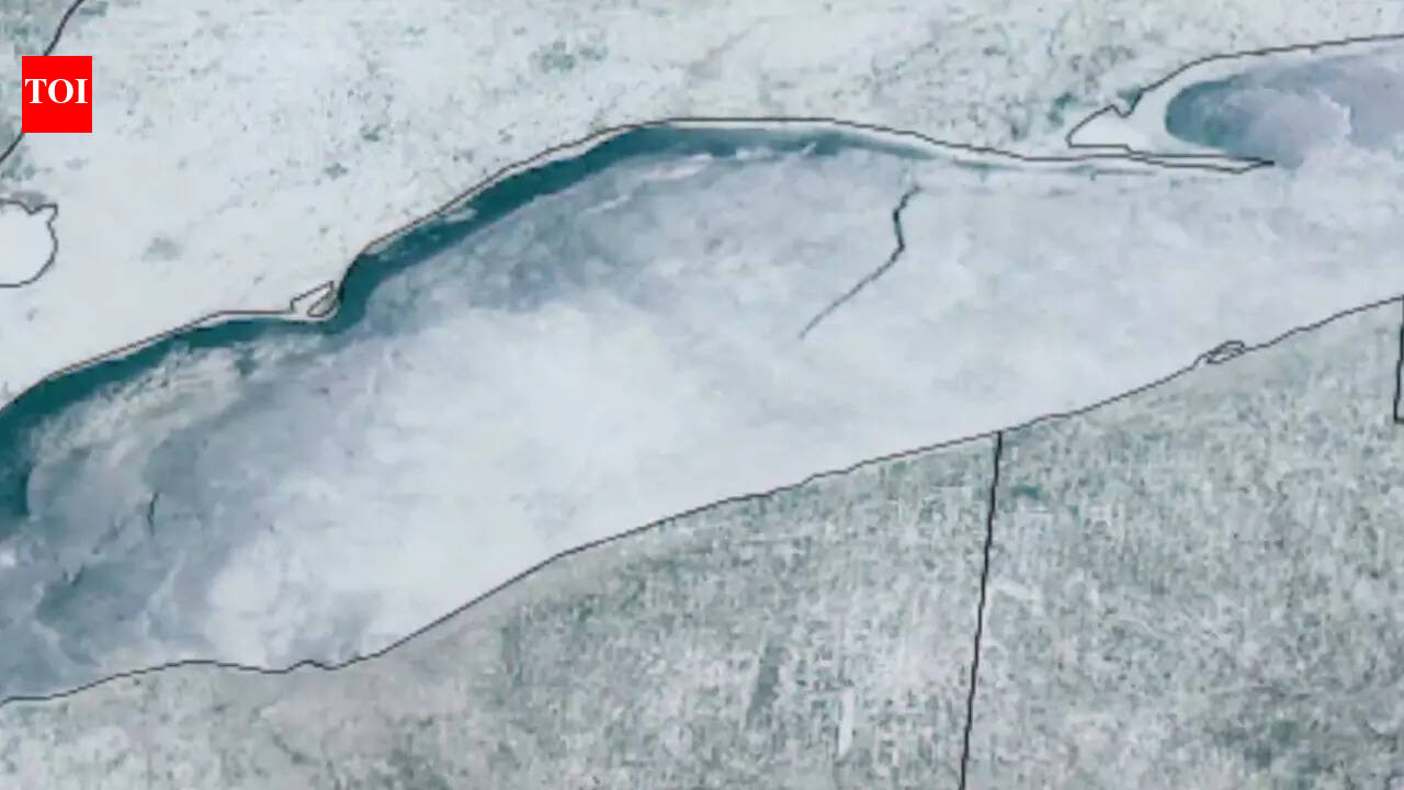 From Canada to Ohio: An 80-mile ice crack rips across Lake Erie and it is visible from space