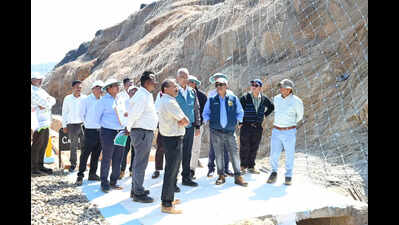 Railway official inspects new track