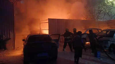 Midnight blaze damages 4 cars at Attapur showroom