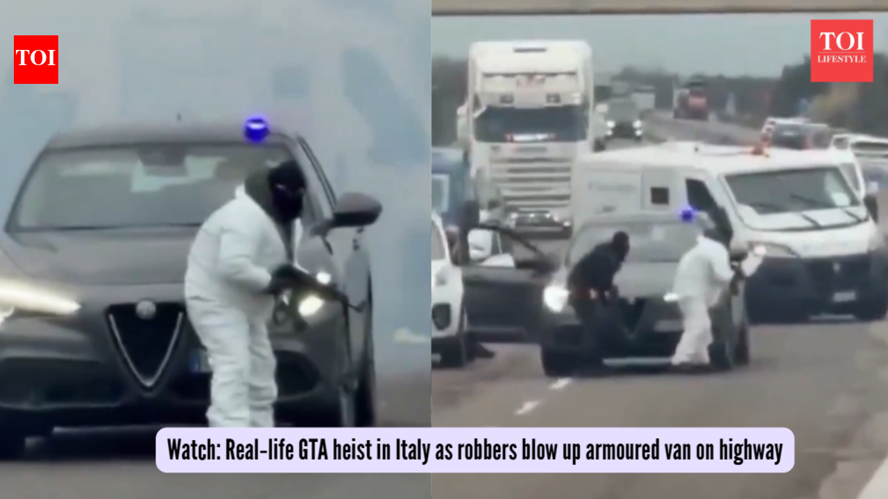 Watch: Real-life GTA-style heist in Italy as robbers blow up armoured van on highway