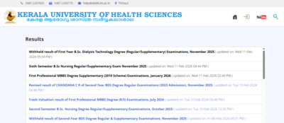KUHS result 2026 released for B.Sc Nursing 6th sem, B.Sc Dialysis Tech, and MBBS supplementary exams: Direct link here