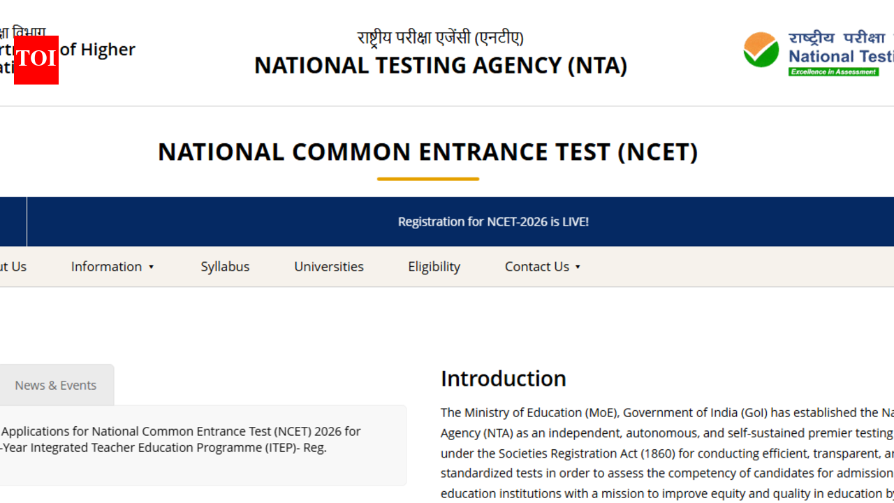 एनटीए एनसीईटी 2026 पंजीकरण nta.ac.in पर शुरू होता है: आवेदन करने के लिए सीधा लिंक और मुख्य तिथियां यहां देखें