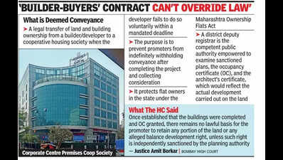 Bombay high court upholds deemed conveyance to commercial cooperative society in Mumbai over builder contract rights