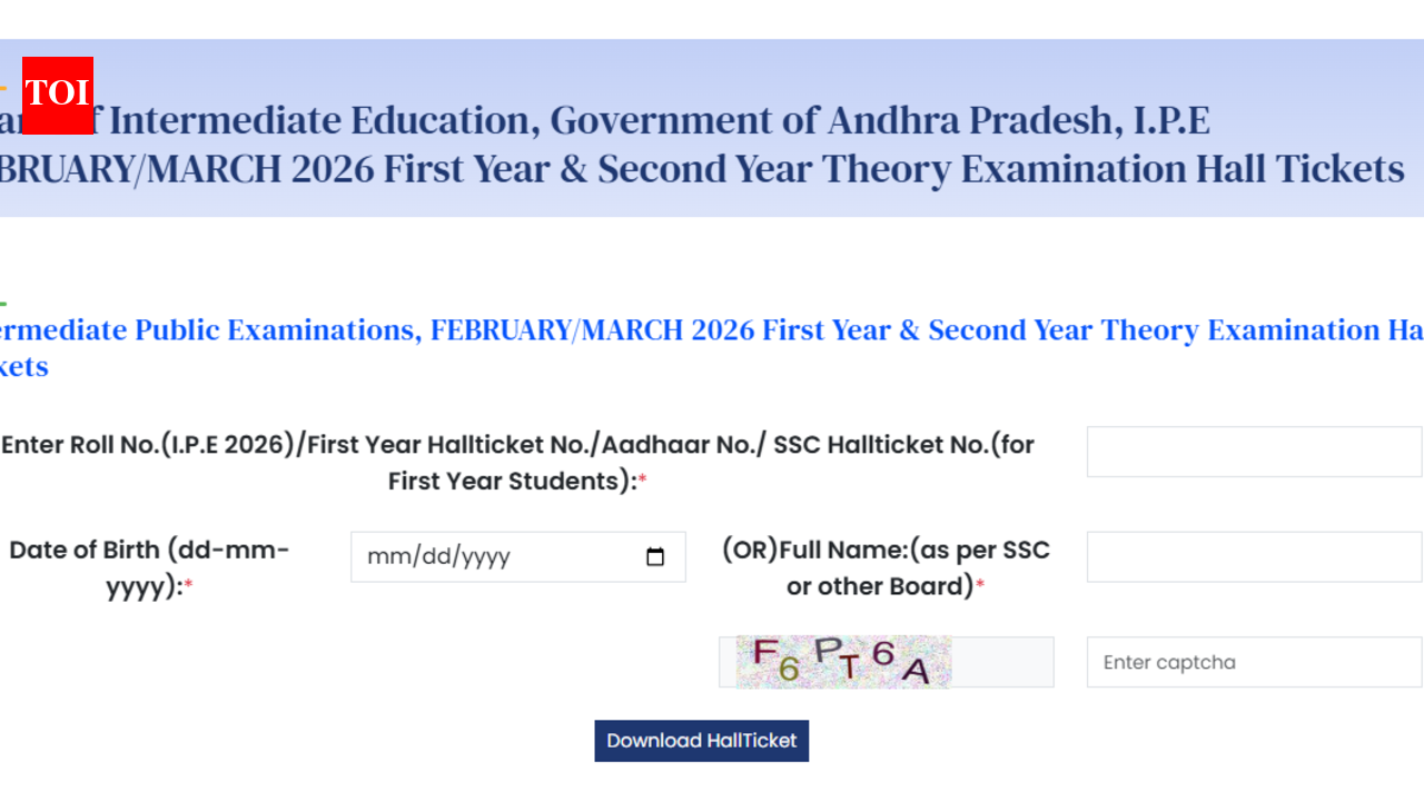 AP Inter hall ticket 2026 released for 1st, 2nd year students at bie.ap.gov.in: Direct link to download admit card here