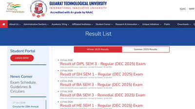 GTU Result 2026: Gujarat Technological University winter 2025 results for Dipl, DH, BA, ME, and MAM Semesters eclared; check here