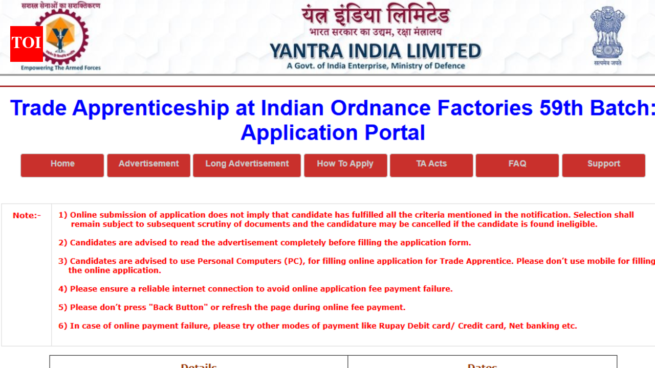 Yantra India Limited Apprentice recruitment 2026: Registration underway for 3,979 posts; direct link to apply here