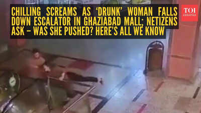 Chilling screams as ‘drunk’ woman falls down escalator in Ghaziabad mall; netizens ask – was she pushed? Here’s all we know