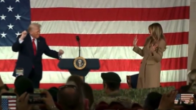  Melania Trump awkwardly joins Trump’s famous ‘YMCA’ dance weeks after calling it 'unpresidential'