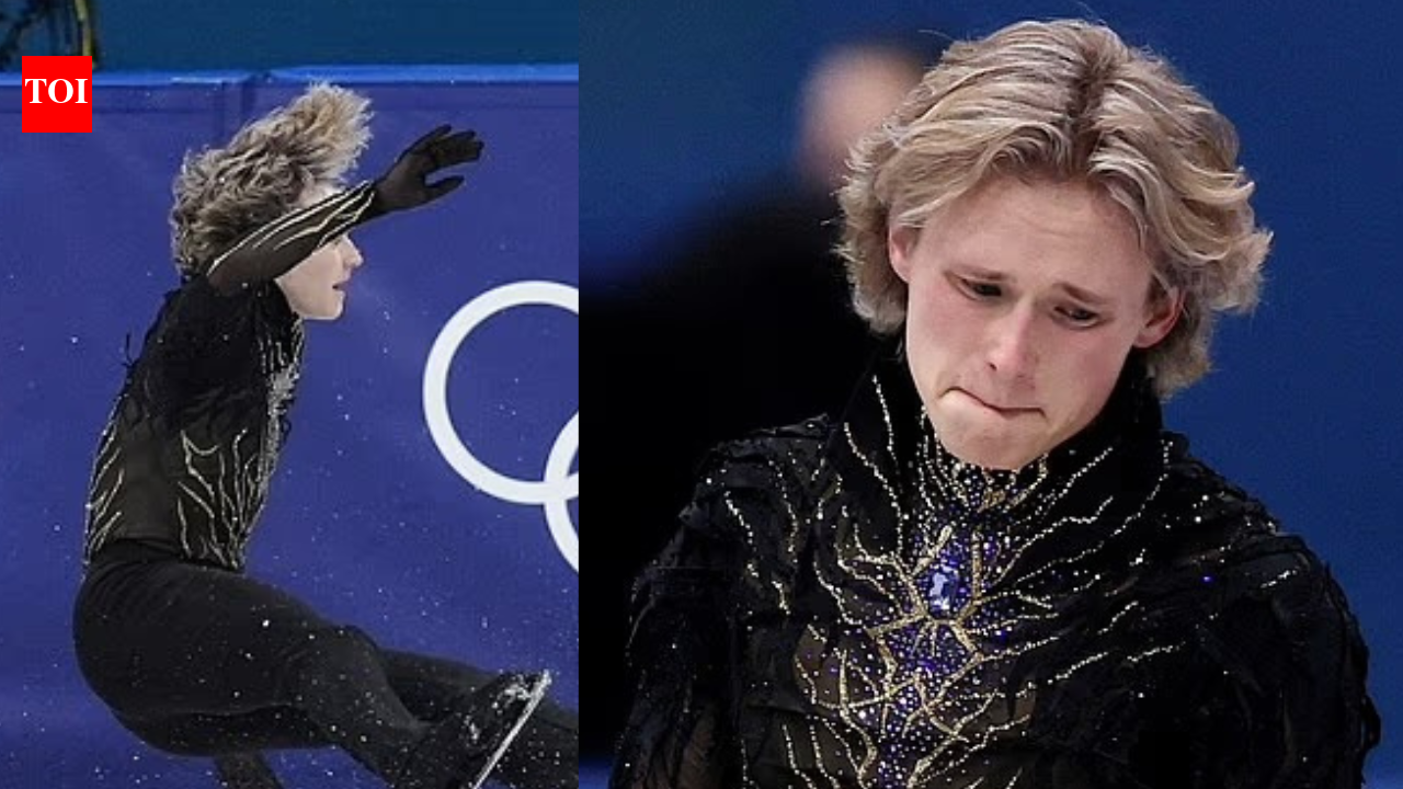Ilia Malinin breaks down after shocking falls in men’s figure skating final as Mikhail Shaidorov wins Olympic gold