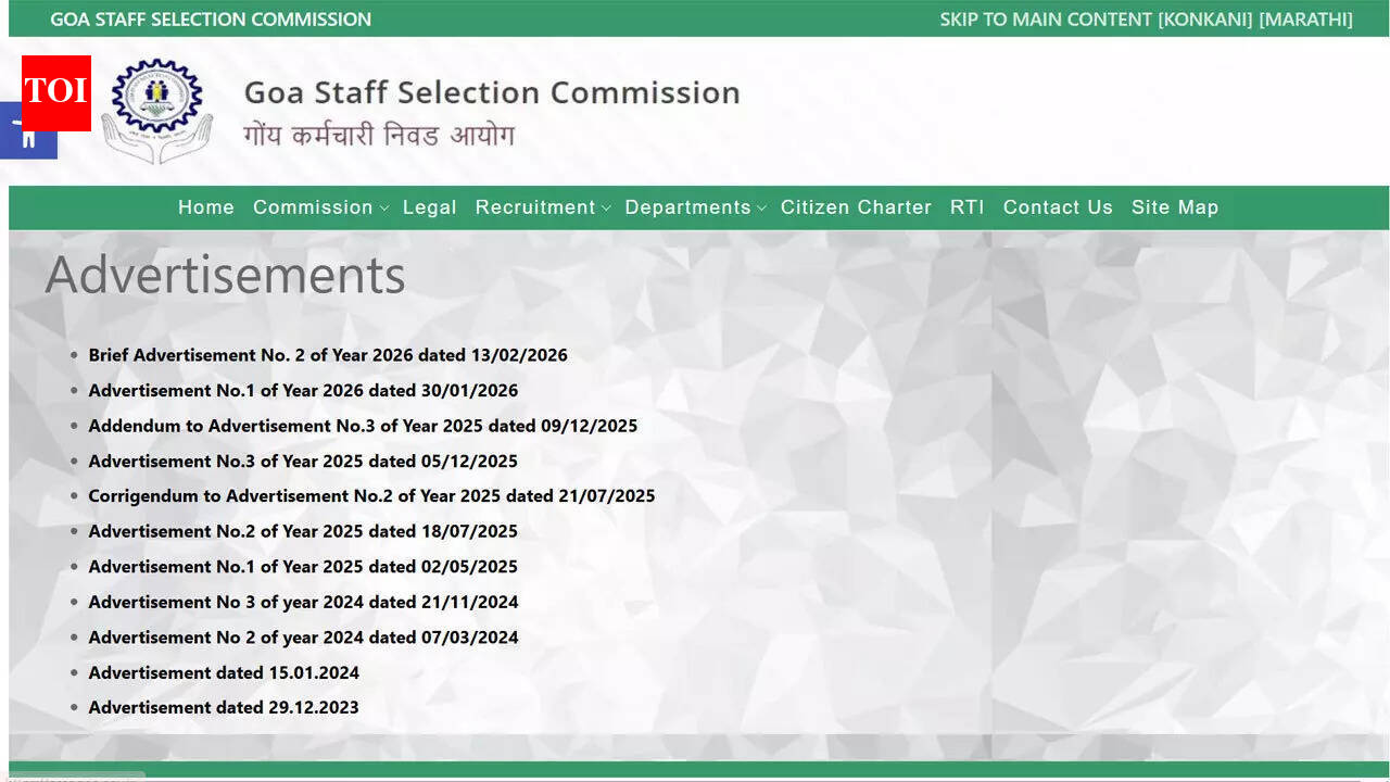 Goa Police Recruitment 2026: GSSC releases 722 Group C vacancies, online applications from February 20