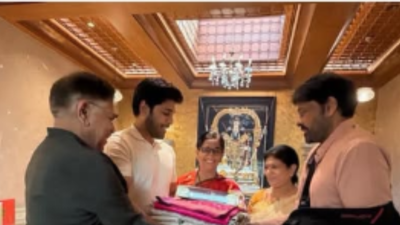 Allu Sirish meets uncle Chiranjeevi to personally hand over first wedding invite
