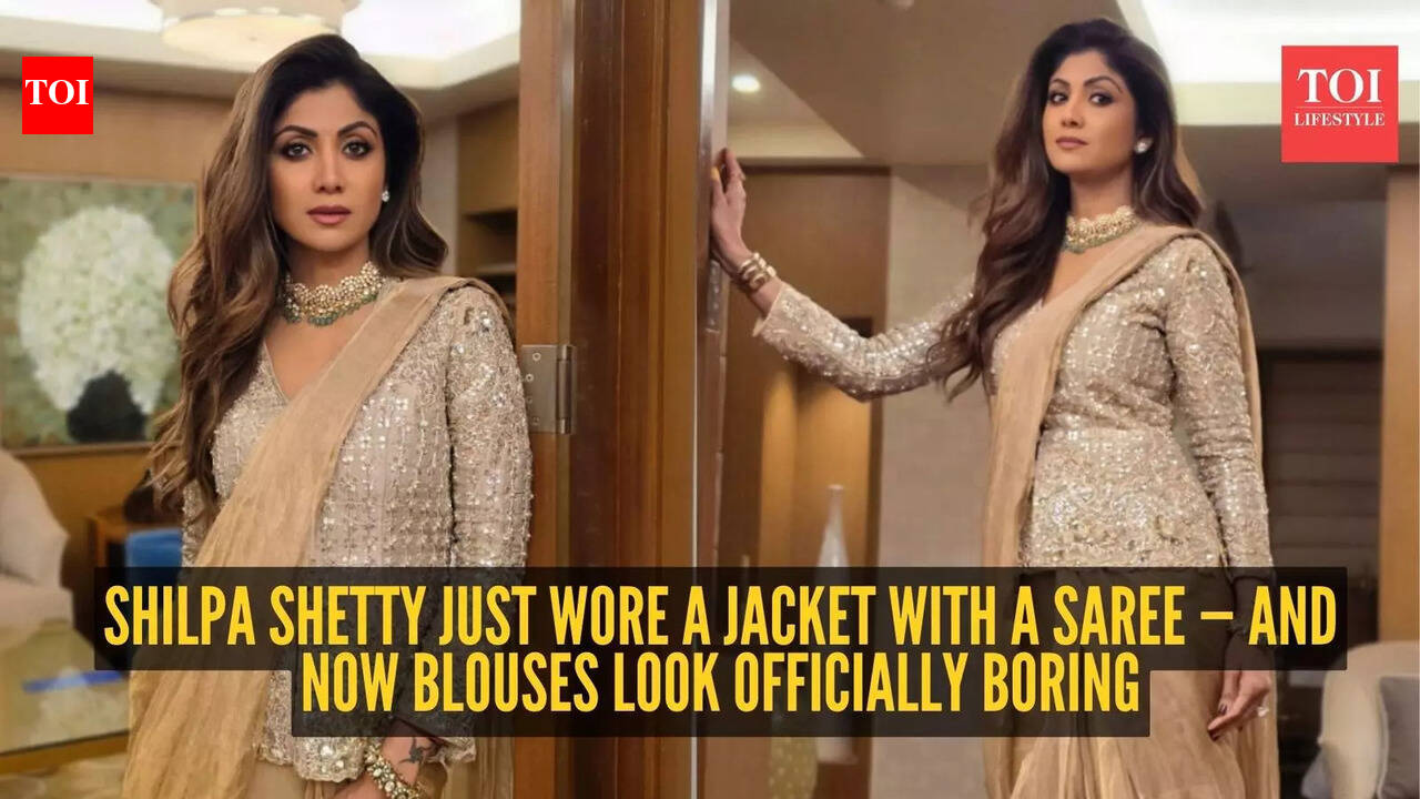A gold saree, a jacket and zero fuss - Shilpa Shetty nails modern festive dressing