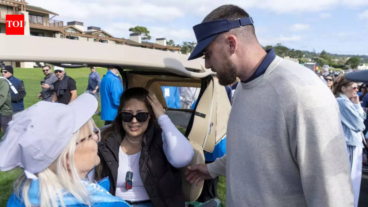 Travis Kelce’s golf outing turns awkward after errant shot hits woman, rushes to check injured fan