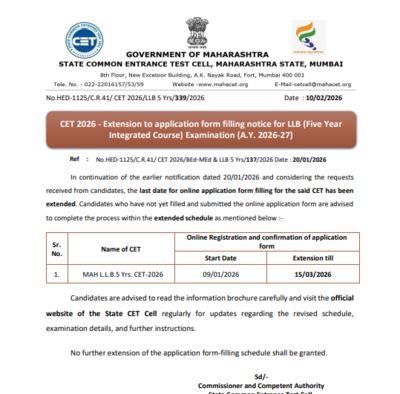  Registration deadline extended for 5-year LLB course; check new dates