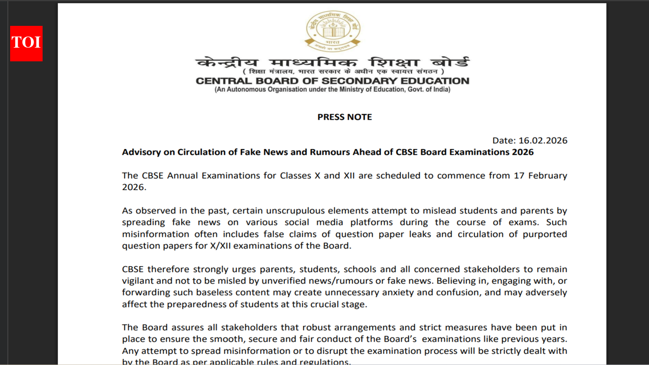 CBSE releases important notice ahead of board exams 2026, warns of strict action over fake paper leak cla