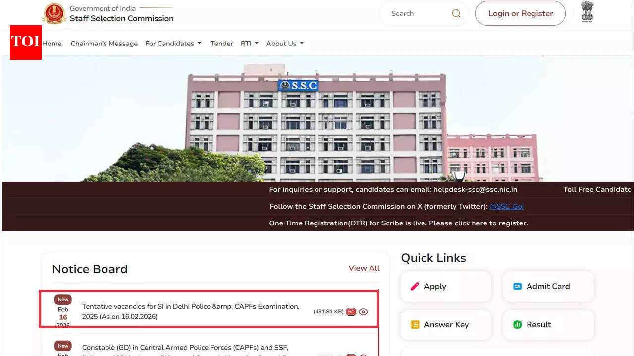 SSC CPO 2025 announces over 3000 SI vacancies in Delhi Police and CAPFs, check official notice