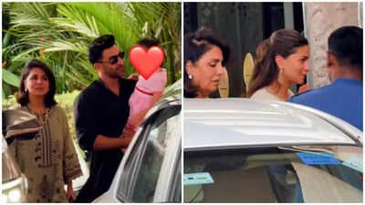 Ranbir Kapoor gently carries Raha in his arms as he attends Mumbai wedding with Alia Bhatt, Neetu Kapoor and Soni Razdan
