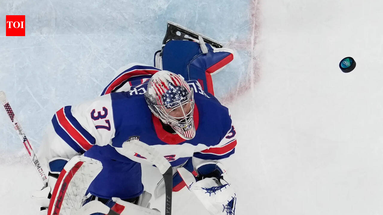 Connor Hellebuyck gives proud reaction as United States national team defeats Sweden in overtime Olympic quarterfinal game