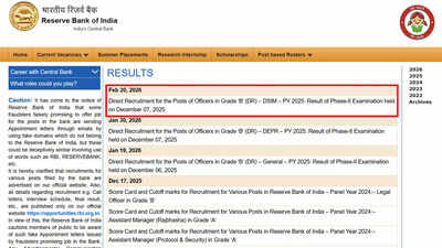 RBI Grade B Phase-II result 2026 released for DSIM stream; download here