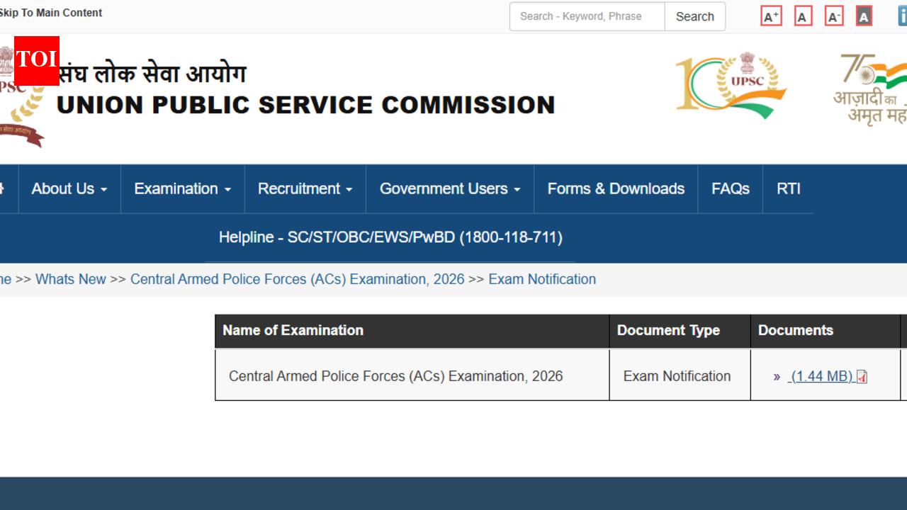 यूपीएससी सीएपीएफ 2026 अधिसूचना जारी: डाउनलोड करने के लिए सीधा लिंक, यहां ऑनलाइन आवेदन करें