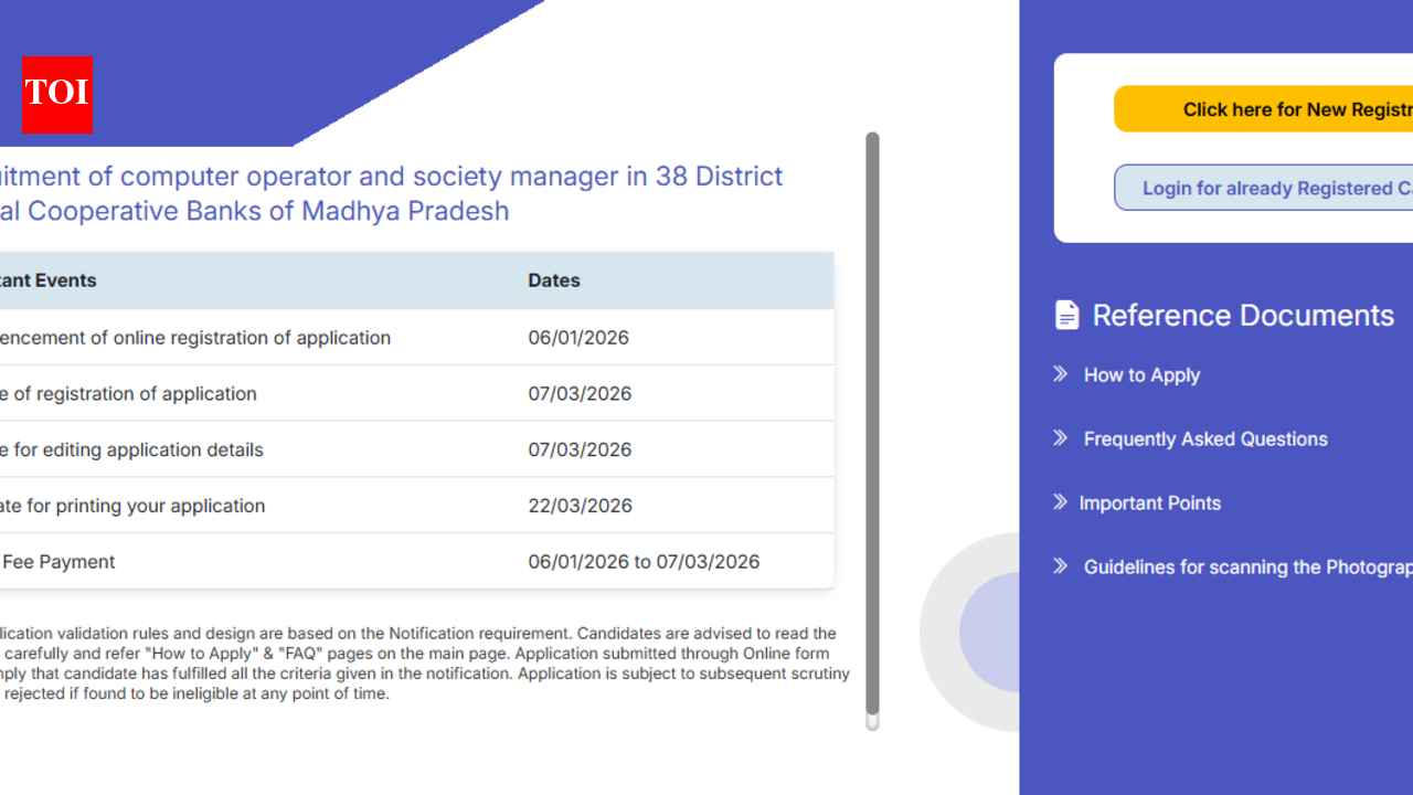 एमपी एपेक्स बैंक भर्ती 2026 में 2,076 पदों के लिए पंजीकरण 7 मार्च तक बढ़ाया गया: यहां आवेदन करने के लिए सीधा लिंक