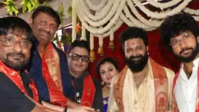  Rishab Shetty begins filming with sacred puja in Hampi; Teja Sajja attends ceremony