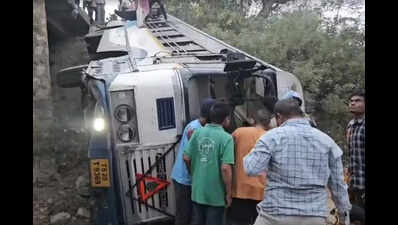 22 injured as bus overturns in stream
