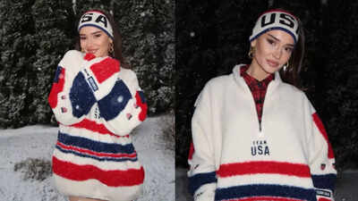 49ers WAG Kristin Juszczyk turns heads by ditching pants in bold Team USA snow outfit