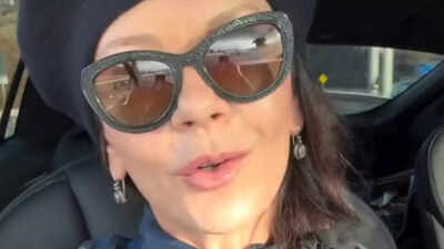 Catherine Zeta Jones is having a 'grave old time' as she's working on 'Wednesday 3'