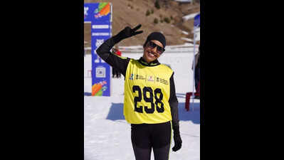 Meghalaya skier Kajal’s emotional double gold sweep in Gulmarg