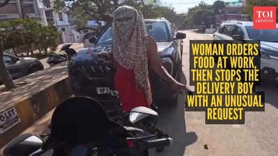 Woman orders food at work, then stops the delivery boy with an unusual request