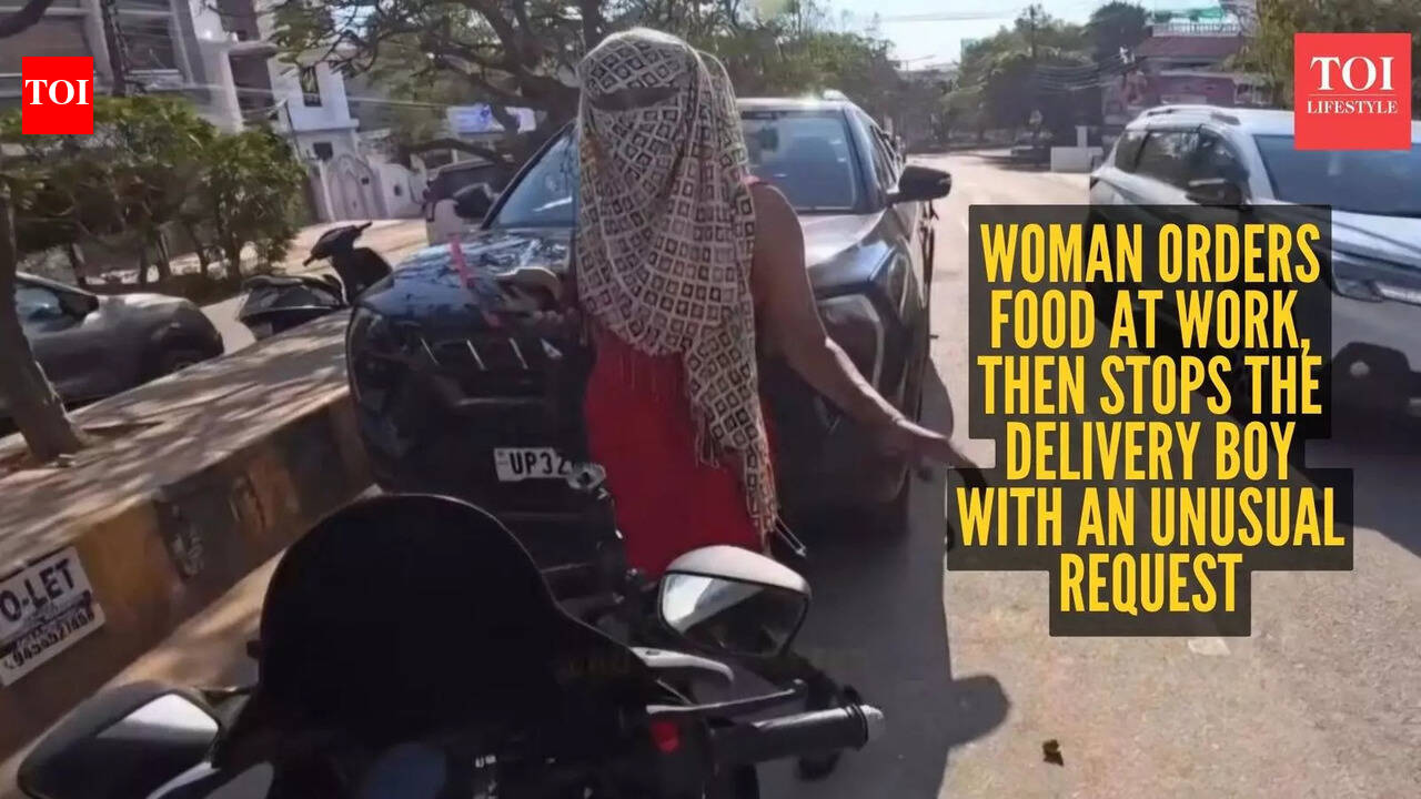 Woman orders food at work, then stops the delivery boy with an unusual request