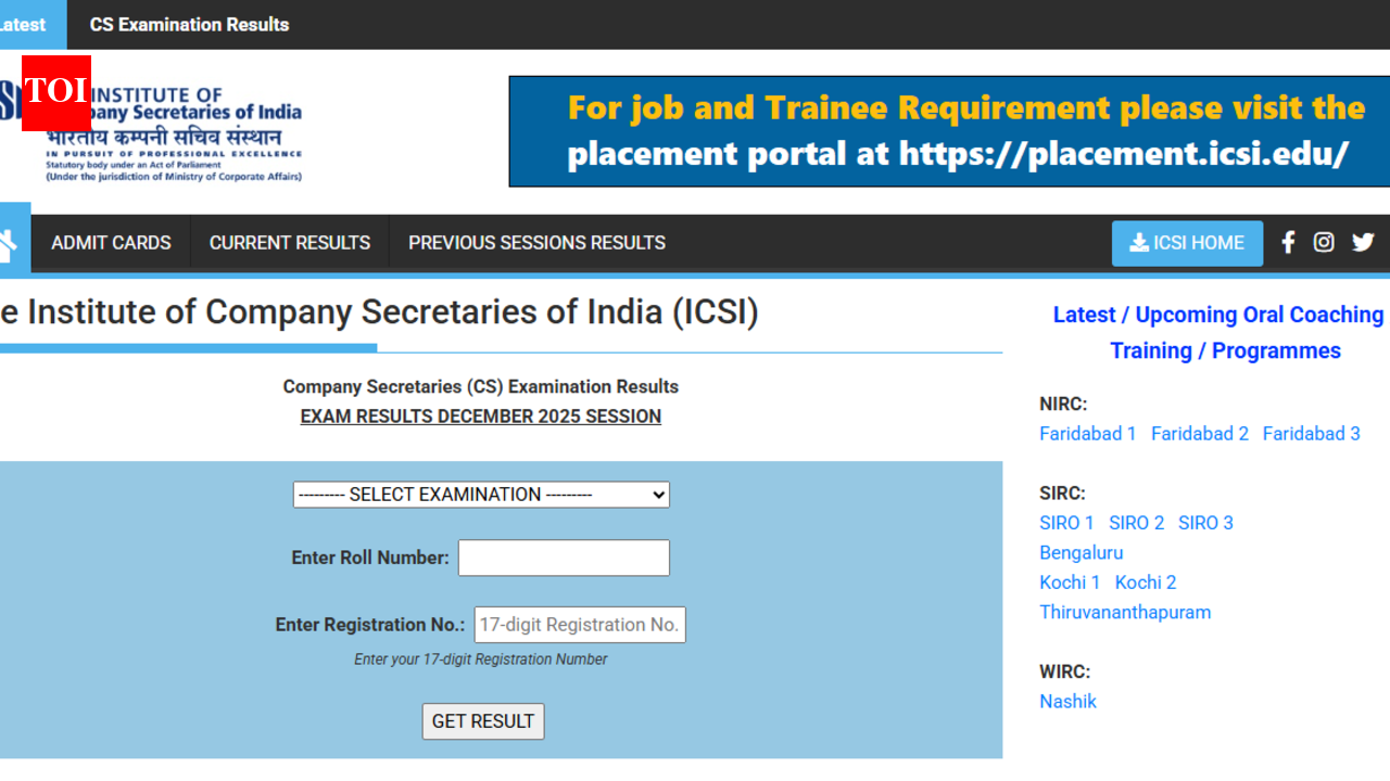 ICSI CS December 2025 Executive programme result released at icsi.edu: Direct link to download scorecards here